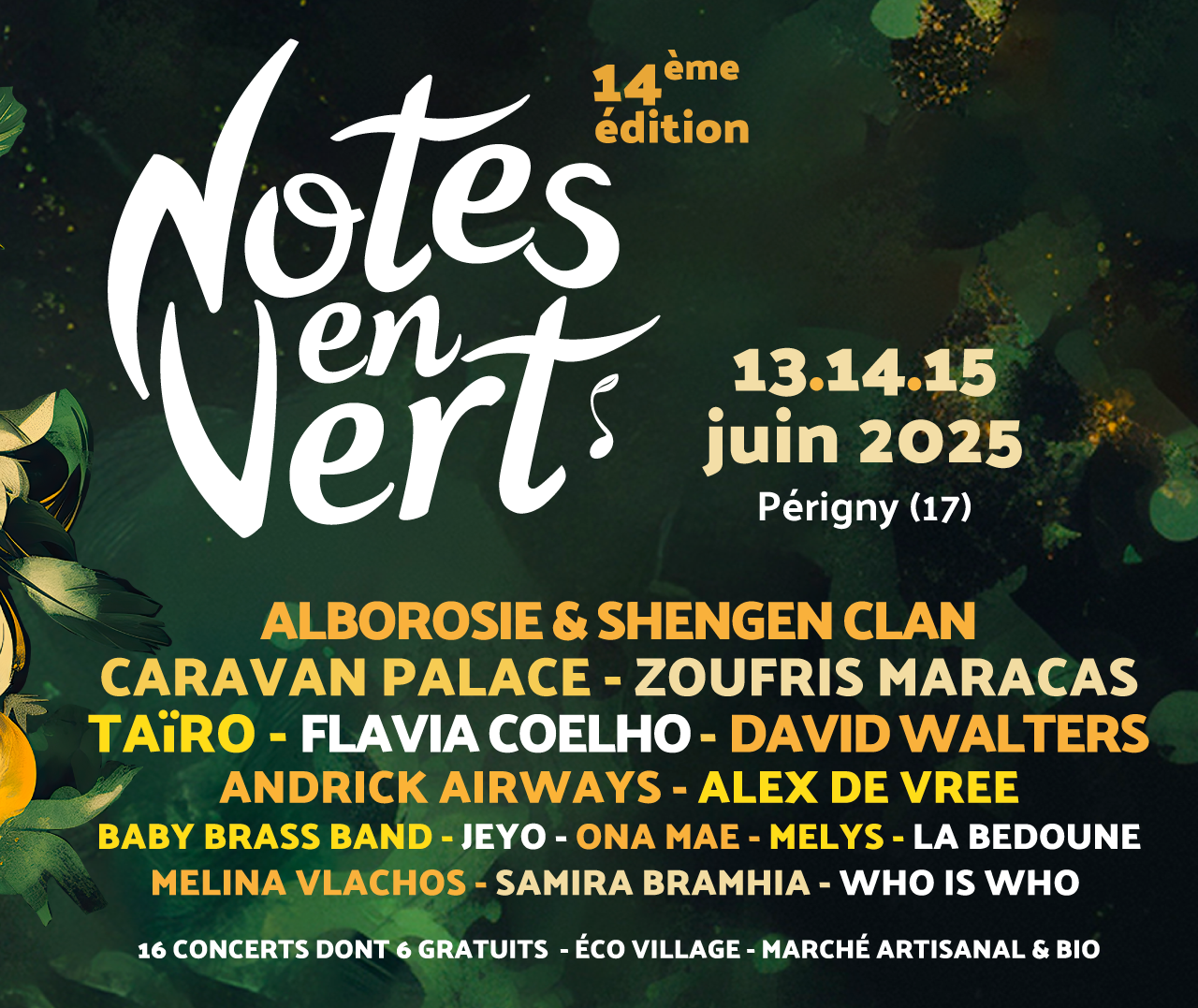 Notes en vert 2025